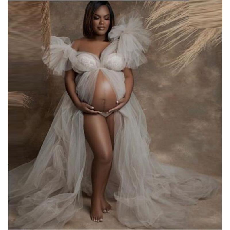Maternity Prom Dresses Tiered Prom Dress Ruffled Robe abendkleider Tulle Sheer Evening Gown vestido de festa, Beige
Maternity Prom Dresses Tiered Prom Dress Ruffled Robe abendkleider Tulle Sheer Evening Gown vestido de festa, Beige