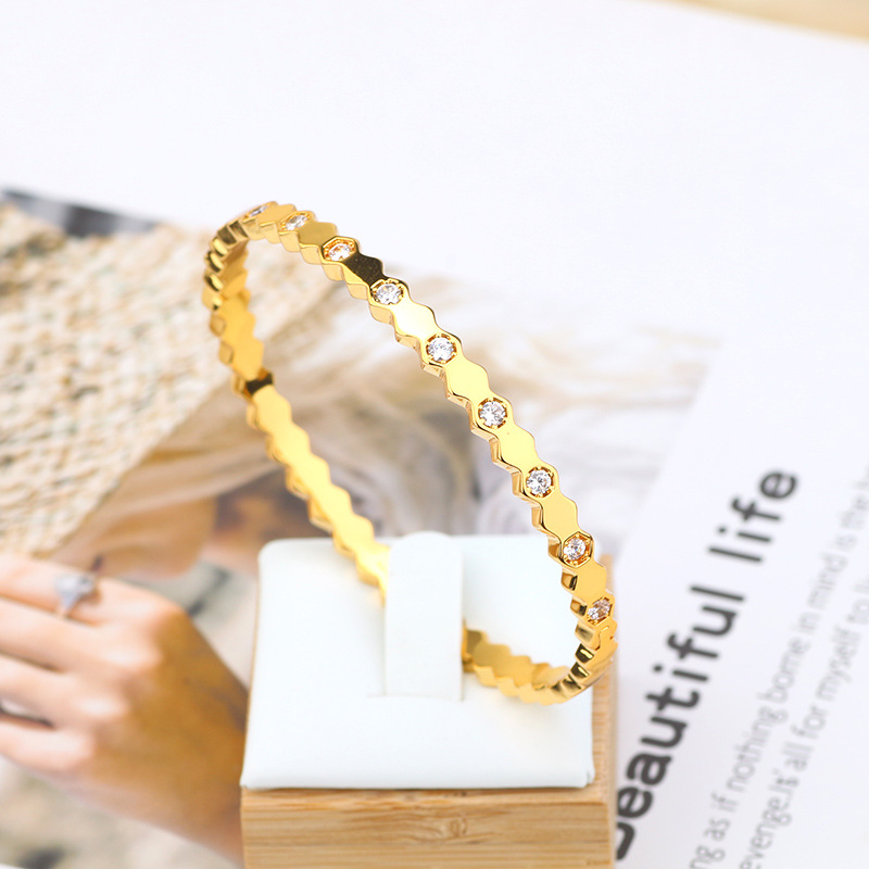 Simple and narrow designer bracelets Bangles For Women Lady stainless steel lovers bracelet ring jewelry Inlay With diamond bracel