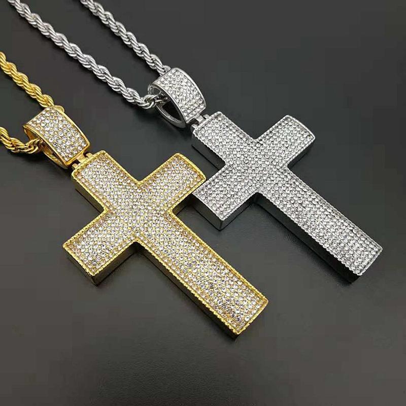 Hip Hop Rock Full Rhinestones Bling Iced Out Gold Silver Color Stainless Steel Cross Pendants Necklace for Men Rapper Jewelry
Hip Hop Rock Full Rhinestones Bling Iced Out Gold Silver Color Stainless Steel Cross Pendants Necklace for Men Rapper Jewelry
