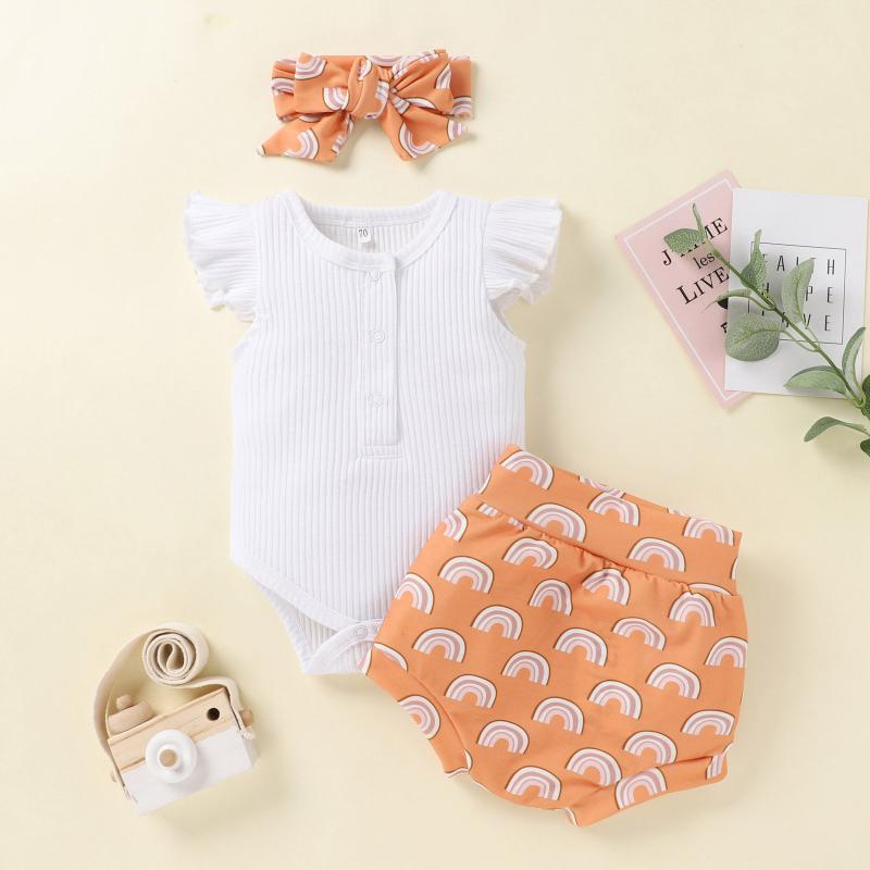 Baby's Set Cute Baby Clothes Sets 2Pcs Infant Baby Girls Ribbed Sleeveless Romper Rainbow Shorts Haiband Outfits Clothing 2021, Ivory
Baby's Set Cute Baby Clothes Sets 2Pcs Infant Baby Girls Ribbed Sleeveless Romper Rainbow Shorts Haiband Outfits Clothing 2021, Ivory