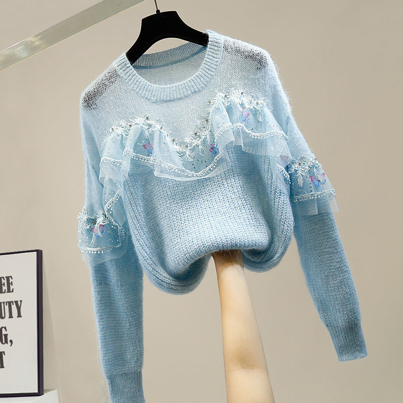 women' 2021 New fashions heavy industry sequins sewing lotus leaf lace mesh hollow sweaters Mrs pullovers y522 BG6V, Fen
women' 2021 New fashions heavy industry sequins sewing lotus leaf lace mesh hollow sweaters Mrs pullovers y522 BG6V, Fen