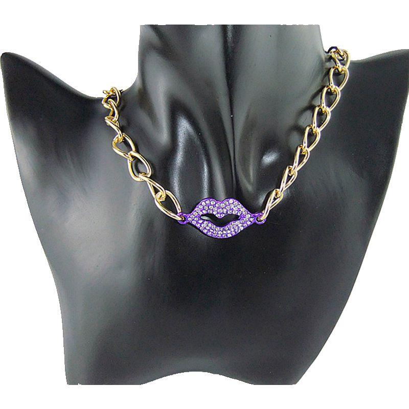 Chains CirGen Fashion Cute 3 Colors Gold Color Metal Chain Sexy Lip Mouth Pendant Statement Collar Choker Necklace Jewelry Item,SS808 
Chains CirGen Fashion Cute 3 Colors Gold Color Metal Chain Sexy Lip Mouth Pendant Statement Collar Choker Necklace Jewelry Item,SS808