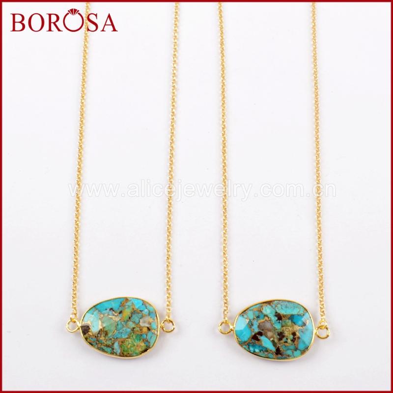 BOROSA 5/10PCS 25" Stylish Gold Color Copper Natural Turquoises Faceted Connector Adjustable Necklace Jewelry for Women G1623
BOROSA 5/10PCS 25" Stylish Gold Color Copper Natural Turquoises Faceted Connector Adjustable Necklace Jewelry for Women G1623