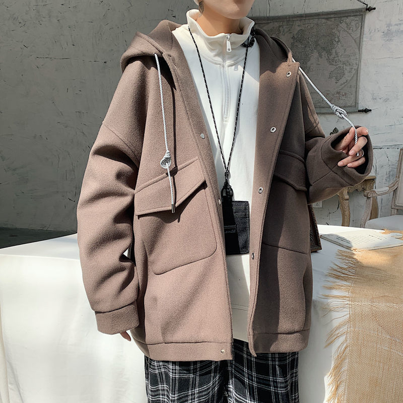 2021 New Men's Hooded Woolen Coat Winter New Casual Oversize Coats Korean Streetwear Man Classic Jackets 265D, Camel
2021 New Men's Hooded Woolen Coat Winter New Casual Oversize Coats Korean Streetwear Man Classic Jackets 265D, Camel
