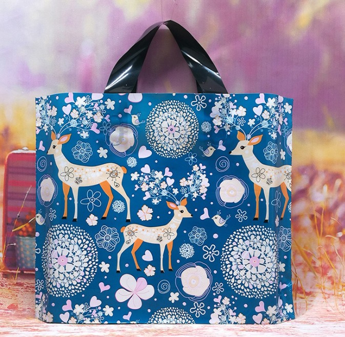50pcs Plastic bag With Handle Flower Cartoon Cute Gift bag Large Shopping Cloth Party Gift Packaging Bags