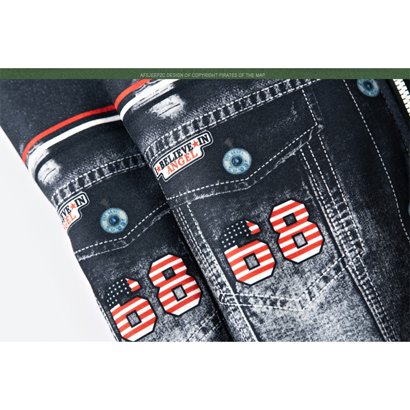 Men's Slim Flag Patch Jeans Jacket Men Autumn Hooded Patchwork Hip Hop Denim Coats Casual Balck Printed Denim Coat Outerwear 201218