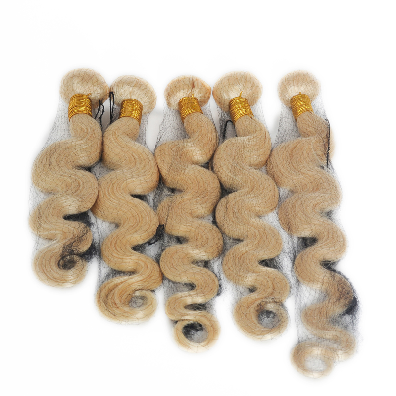 3 Bundles Lot 613 Bleach Blonde Color Human Remy Hair Weaving Silk Straight Body Wave Quality Brazilian HumanHair weft
