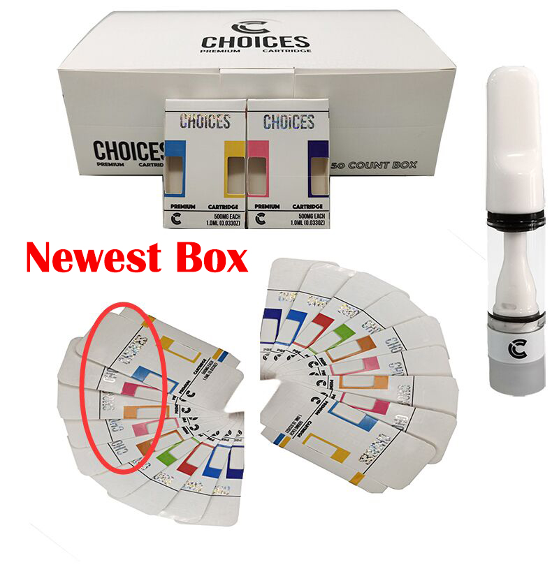 Newest Full Ceramic CHOICES Vape Pen Cartridges Packaging No Heavy Metal Snap on 0.5ml Thick Oil Hologram Box 510 Thread Carts Instock
Newest Full Ceramic CHOICES Vape Pen Cartridges Packaging No Heavy Metal Snap on 0.5ml Thick Oil Hologram Box 510 Thread Carts Instock