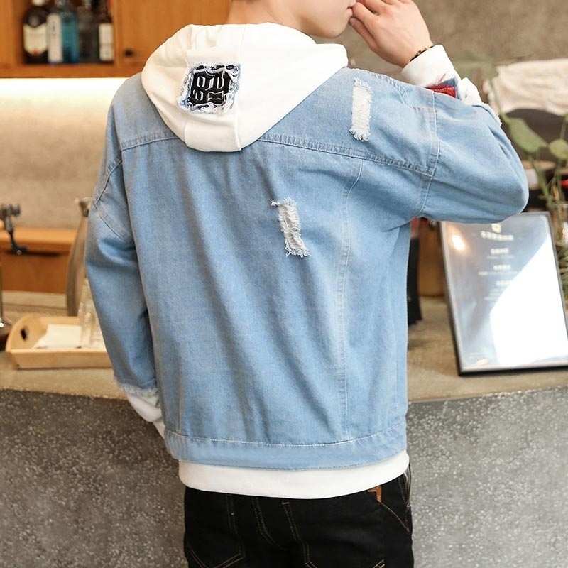 Men's Jackets Men Denim Jacket Streetwear Hip Hop Men's Hooded Jean Jackets Male Casual Loose Outerwear Spring Fashion Slim Fit Coat 220826