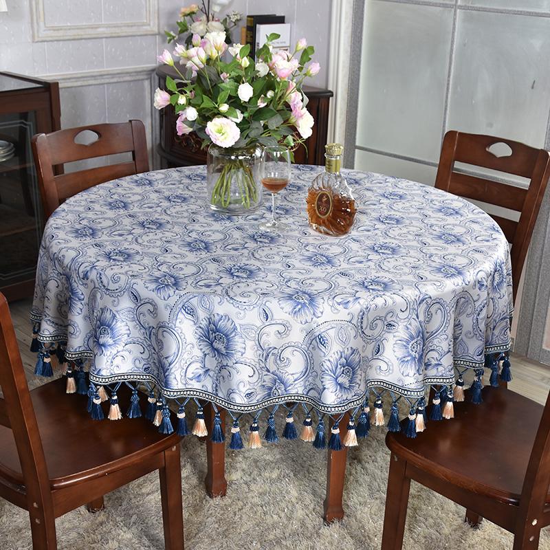Traditional Chinese-Style blue and white porcelain Large round Table Cloth for home Textile with Tassels customizable size, Blue white porcelain
Traditional Chinese-Style blue and white porcelain Large round Table Cloth for home Textile with Tassels customizable size, Blue white porcelain