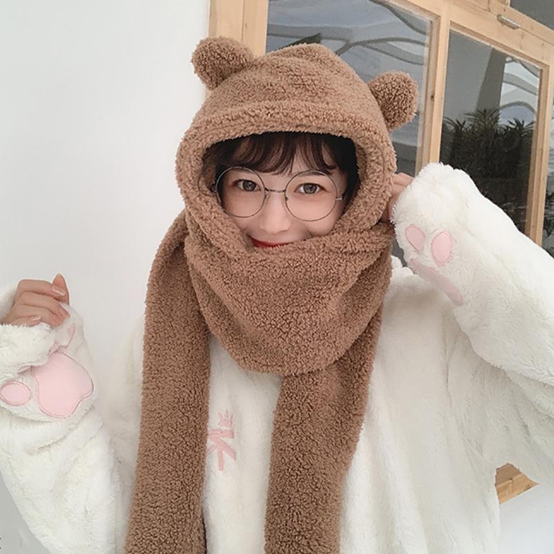 Autumn Winter Scarf hat Women Outdoor Thick Warm Keep Knitted Hooded Scarf Teddy Cashmere cute Female Hats, Gray
Autumn Winter Scarf hat Women Outdoor Thick Warm Keep Knitted Hooded Scarf Teddy Cashmere cute Female Hats, Gray