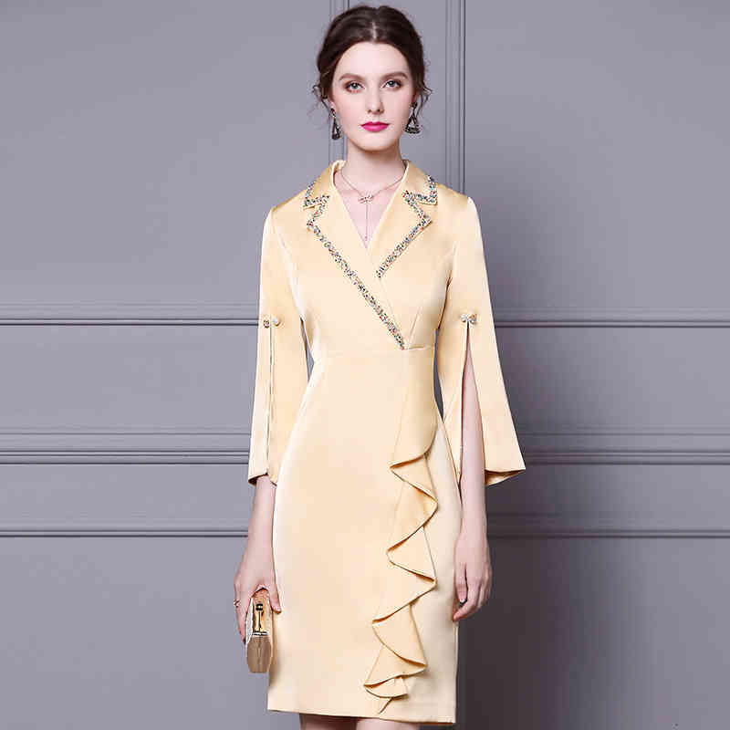 Casual Dresses Zhili autumn dress high-end celebrity temperament nail bead Ruffle waist closing thin skirt 11IF, White
Casual Dresses Zhili autumn dress high-end celebrity temperament nail bead Ruffle waist closing thin skirt 11IF, White