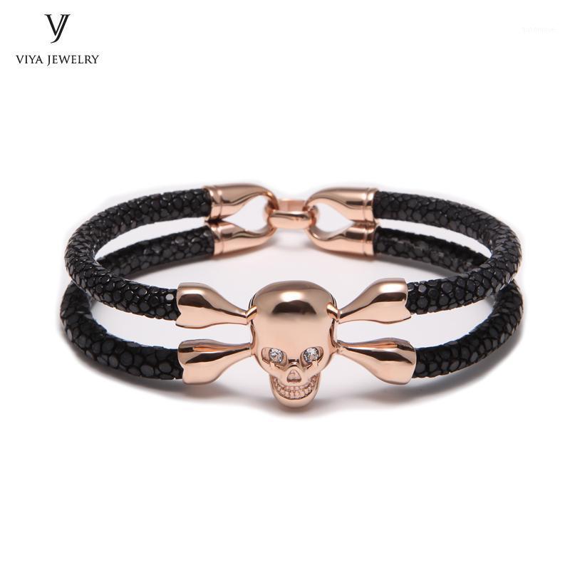 Grad Steel Skull Bracelet Jewelry Men Luxury Black Stingray Leather Bracelet Rose Gold Skull Best Friendship Gift1
Grad Steel Skull Bracelet Jewelry Men Luxury Black Stingray Leather Bracelet Rose Gold Skull Best Friendship Gift1