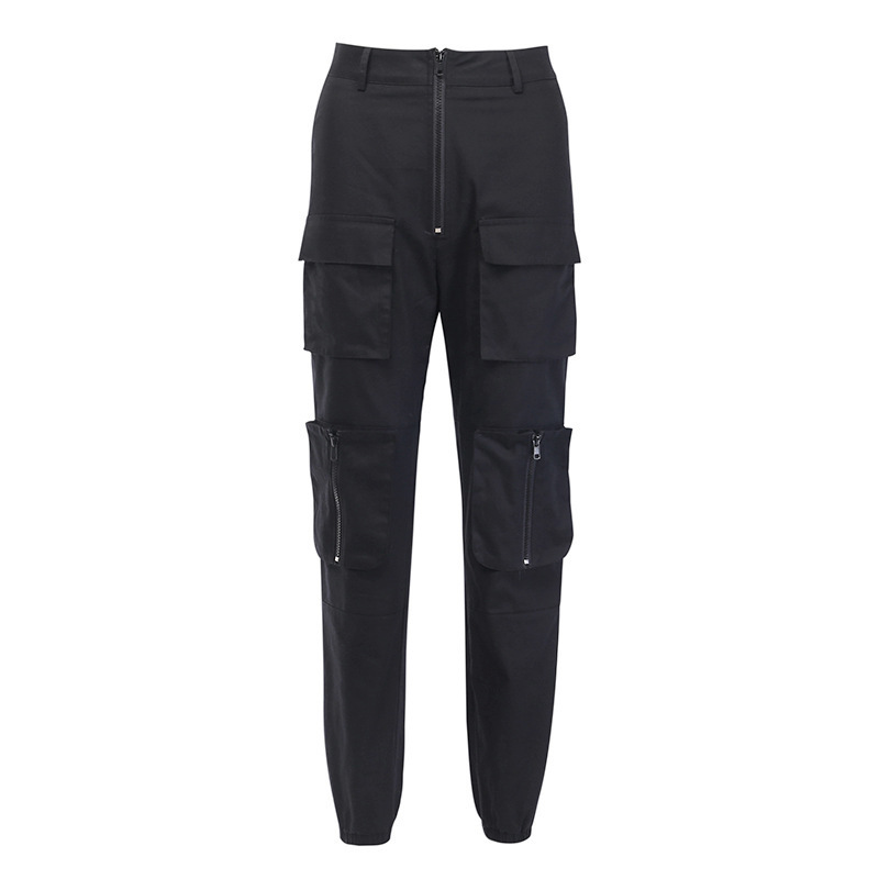 Y Demo techwear Casual Women Cargo Pants Sashes High Waist pockets Full Length Drawstring Trousers Female Fashion ClothesCX220310