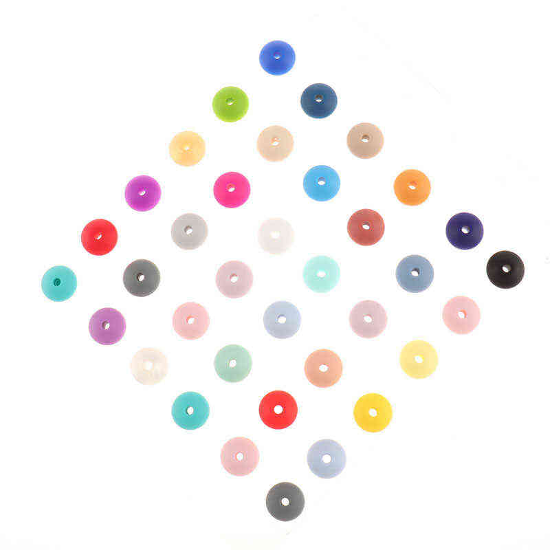 Fkisbox 300PCS Flat Silicone Teething Beads Lentils Teethers Bead Diy Food Grade Silicon Decorative Bracelet 12*7MM 220209