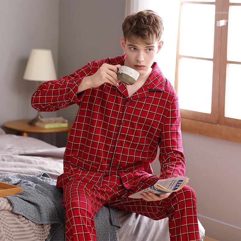 Fashion men's red night-suit plaid sleepwear turn-down collar man's festive autumn pajamas set pure cotton comfy homecloth1
Fashion men's red night-suit plaid sleepwear turn-down collar man's festive autumn pajamas set pure cotton comfy homecloth1