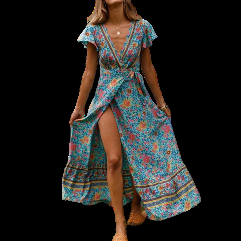 2021 New Elegant casual dress print short ankle-length with v bohemian summer vacation rentals printing in spring 6QVB, White blue.
2021 New Elegant casual dress print short ankle-length with v bohemian summer vacation rentals printing in spring 6QVB, White blue.