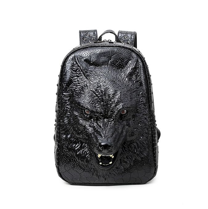 3D Embossed Wolf Backpack bags Women Rivet unique Bag whimsical Cool girls boys For Teenagers Laptop Men Travel Bags