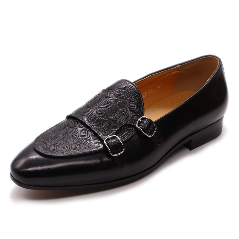 2020 Autumn shoes Mens Loafers Classic Monk Strap Men Shoes Genuine Leather Slip On Dress Shoes Wedding Casual Business Modern LJ201015