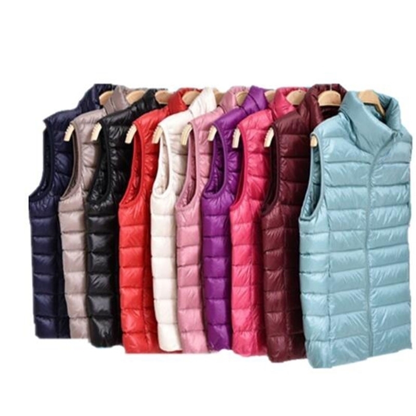Spring Autumn Women Ultra Light Down Vest White Duck Coat Parka Ladies Sleeveless Waistcoat Plus Size 4XL 211220