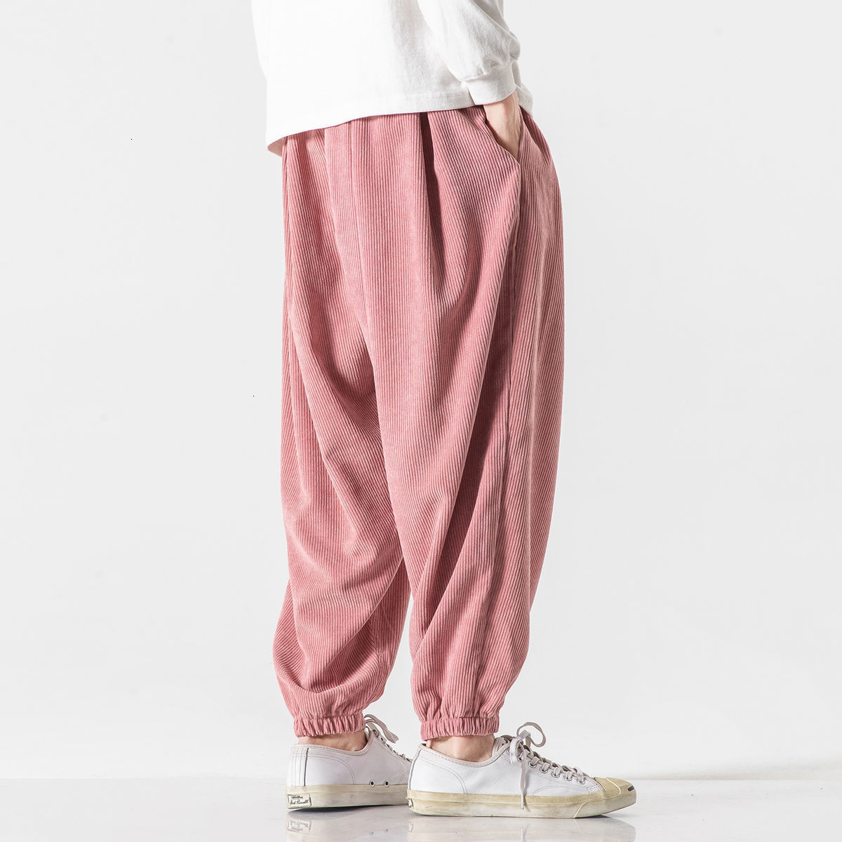 MrGoldenBowl Autumn Mens Pants Japanese Style Trousers Straight Harem Pants Korean Man Loose AnkleLength Trousers 201110