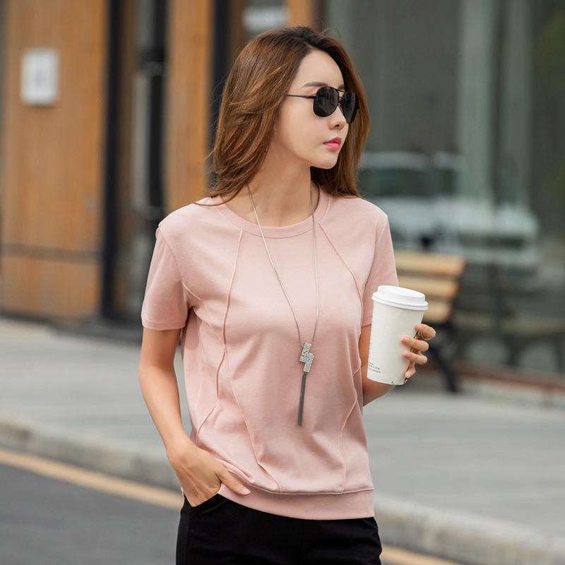 Shirt Female 2020 New Fashion t Women' Wear Loose Pure Color Pleated T-shirt for Female Short Sleeves Tops T-shirts, Blue
Shirt Female 2020 New Fashion t Women' Wear Loose Pure Color Pleated T-shirt for Female Short Sleeves Tops T-shirts, Blue