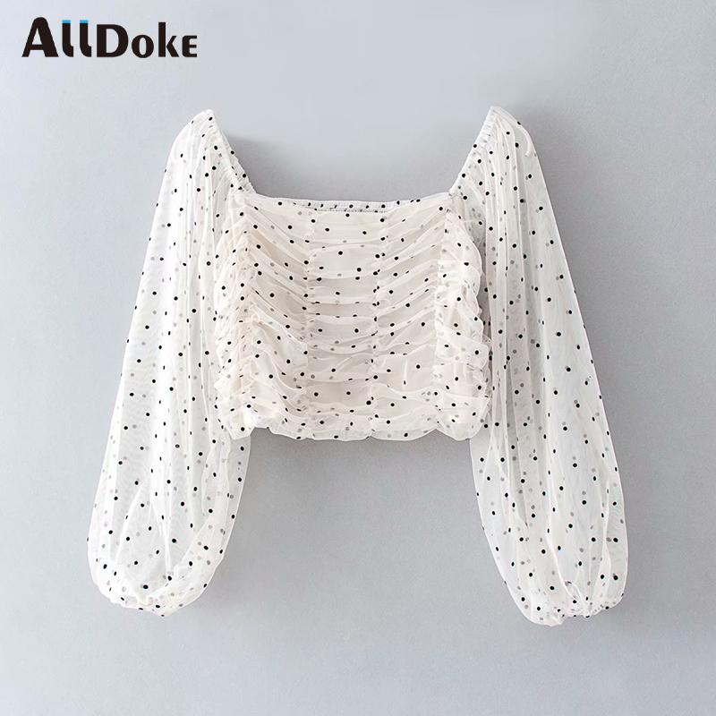 ALLDOKE slash neck dot print women blouse summer lantern sleeve white crop tops shirt mujer ladies ruched blouses blusas
ALLDOKE slash neck dot print women blouse summer lantern sleeve white crop tops shirt mujer ladies ruched blouses blusas