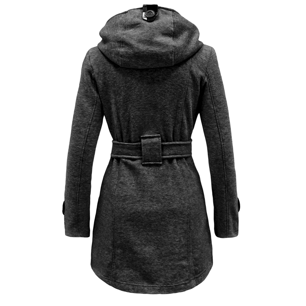 2021 Women's Winter Double Breasted Warm Mid-length Windbreaker with Belt Fashion Solid Color Clothing Elegant Windbreaker 201222