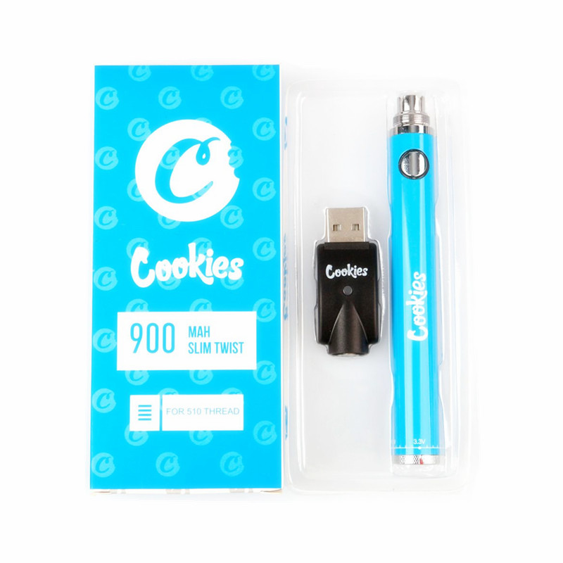 New Slim Cookies Twist vape pen Battery 350mAh 900mAh adjustable voltage Preheating Batteries for 510 thread Cartridge Carts
New Slim Cookies Twist vape pen Battery 350mAh 900mAh adjustable voltage Preheating Batteries for 510 thread Cartridge Carts