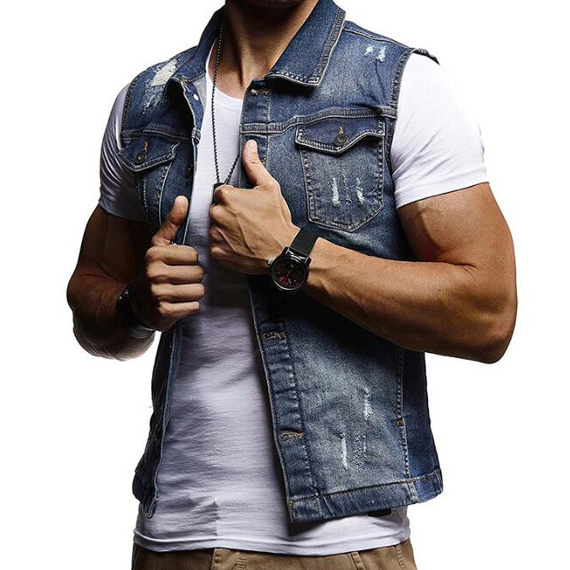 2021 Denim Thin Men's Vests Strapped Sleeveless Jackets Washed Man's Jeans Cowboy Hole Marks Shierxi Clothes V02l, Sky blue
2021 Denim Thin Men's Vests Strapped Sleeveless Jackets Washed Man's Jeans Cowboy Hole Marks Shierxi Clothes V02l, Sky blue