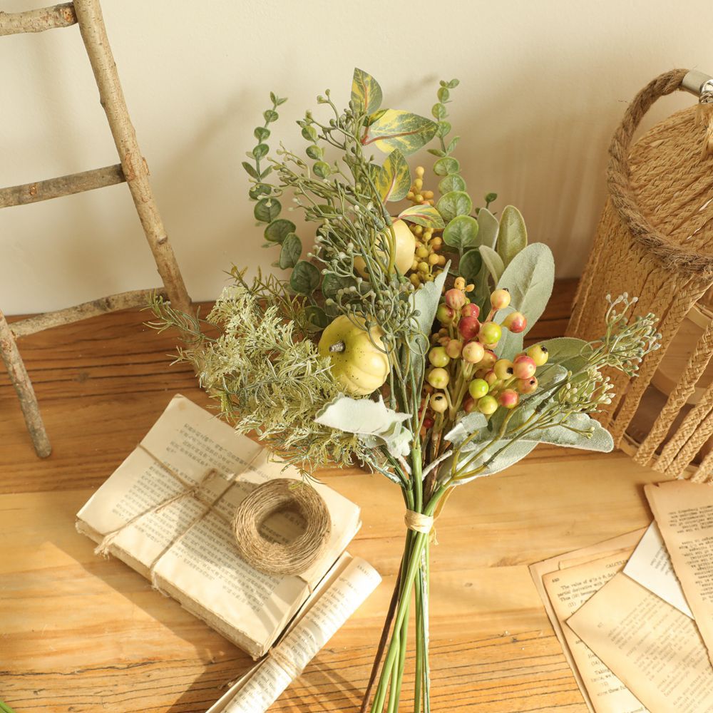 Simulation Pumpkin Berry Eucalyptus Leaf Bouquet Fake Plastic Plants for Home Garden Decoration Photography Props Faux Flowers, White green
Simulation Pumpkin Berry Eucalyptus Leaf Bouquet Fake Plastic Plants for Home Garden Decoration Photography Props Faux Flowers, White green