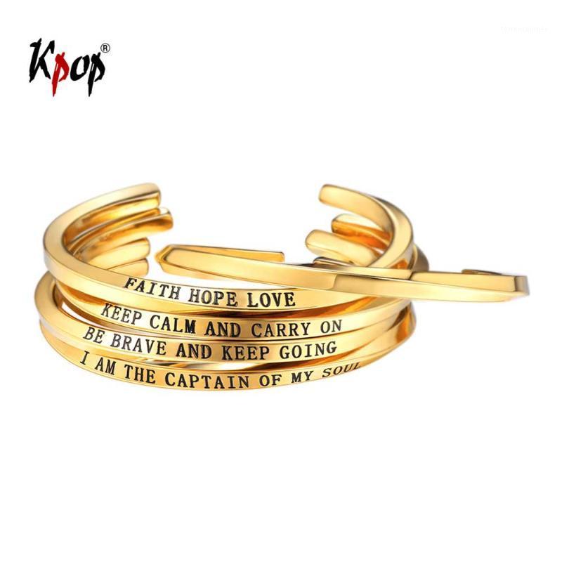 Bangle Kpop Cuff Bracelets Statement Jewelry Stainless Steel Gold Color Twisted Inspirational Quote Engraved Open Women GH9781
Bangle Kpop Cuff Bracelets Statement Jewelry Stainless Steel Gold Color Twisted Inspirational Quote Engraved Open Women GH9781