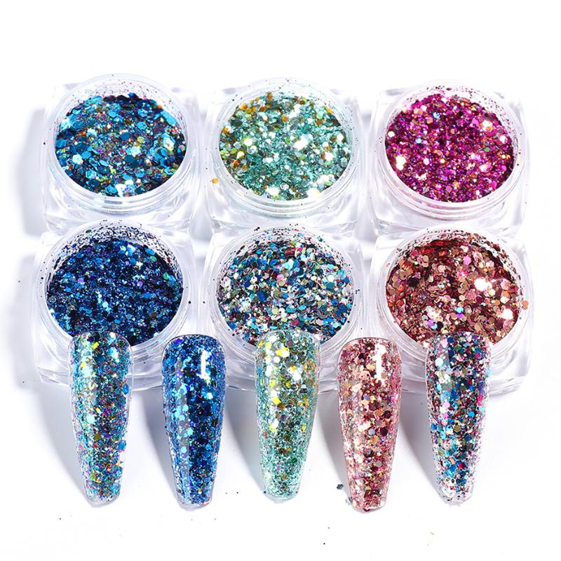 6 Box Mix Nail Glitter Set chrome Nail Powder Flakes Shining 3D Hexagon Sequins Decorations Manicure Accesoires NF1539-34
6 Box Mix Nail Glitter Set chrome Nail Powder Flakes Shining 3D Hexagon Sequins Decorations Manicure Accesoires NF1539-34