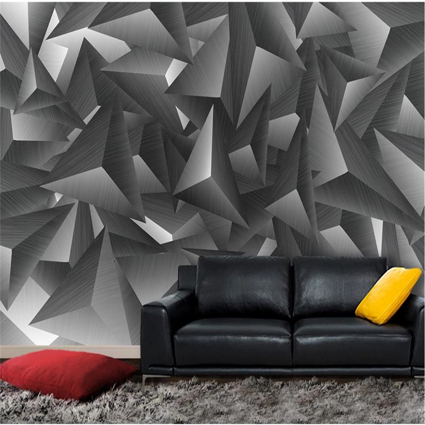 Modern 3d stereoscopic wallpapers fashion gray white three-dimensional geometric wallpapers TV living room background wall