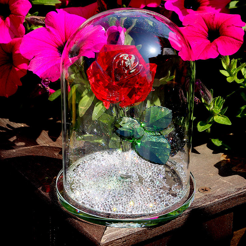 H&D 12 Styles Crystal Red Flower Figurines Spring Bouquet Sculpture Ornament Souvenir Collectible Gift Home Decor Wedding Favors T200710