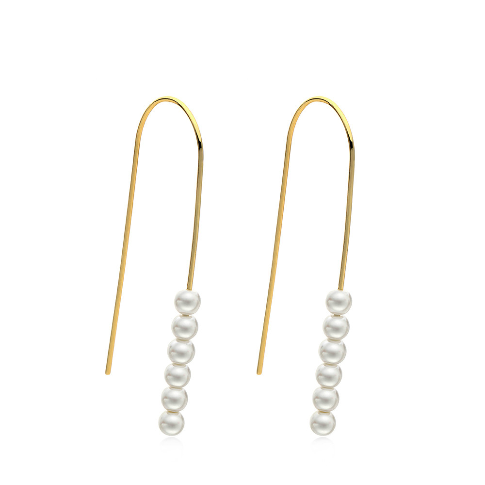 

VAROLE Pearl Dangle Earrings Gold color Earing Stainless Steel Drop Earrings For Women Long Earring Jewelry Brinco oorbellen