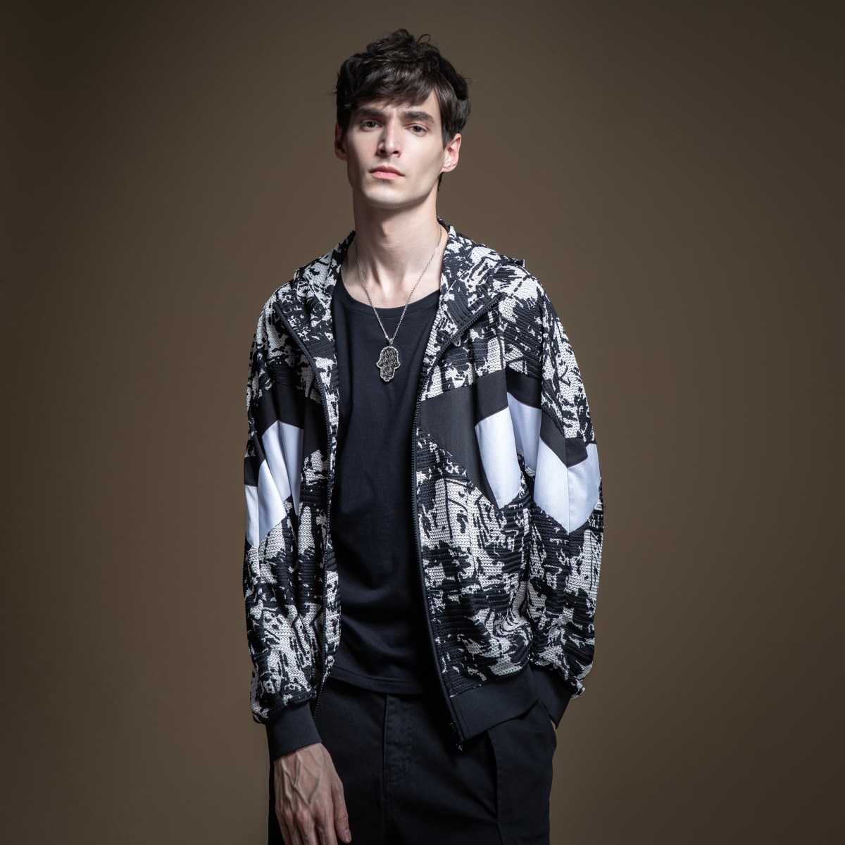 Pinli 2020 Spring New Hooded Slim Thin Woven Stitching Windproof Printing High Quality Zipper Men's Casual Jacket B201304039 T200502