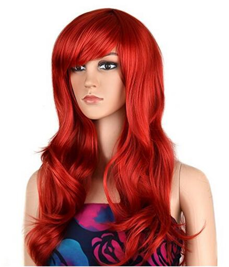 Fashion Long Red wave Women's Hair Synthetic wigs High temperature Fiber wig