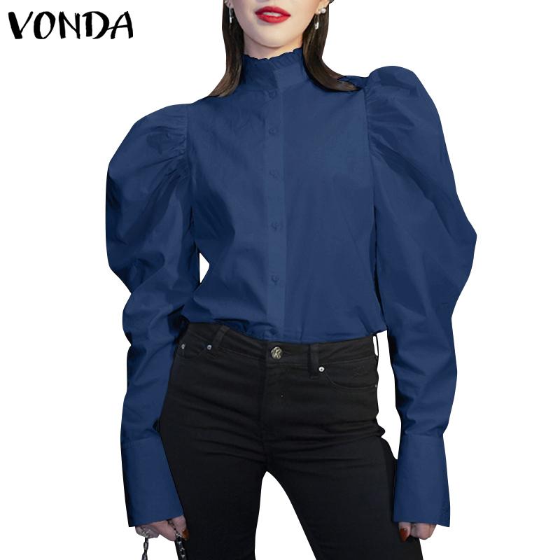 Women's Blouses & Shirts Elegant Office Casual Long Sleeve Tops 2021 VONDA Women Puff Sexy Party Work Blouse Femininas Plus Size1