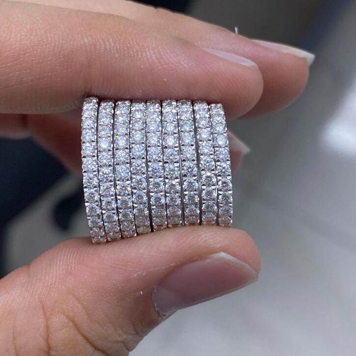 1.5MM Simple Fashion Wedding Band Rings Luxury Jewelry 925 Sterling Silver Pave White Sapphire CZ Diamond Gemstones Rose Gold Fill Women Engagement Ba