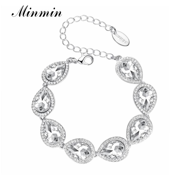 Minmin Champagne/Silver Color Luxurious Teardrop Bracelets Crystals Bangles Wedding Jewelry for Women Fashion Accesory SL051
Minmin Champagne/Silver Color Luxurious Teardrop Bracelets Crystals Bangles Wedding Jewelry for Women Fashion Accesory SL051