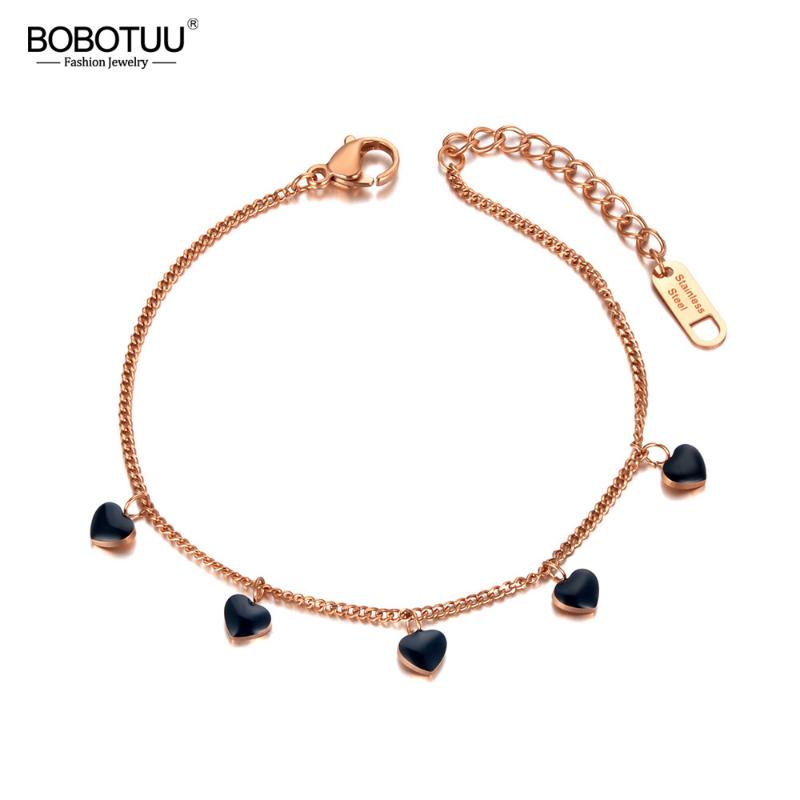 BOBOTUU New Stainless Steel 5Pcs Dripping Glaze Black Heart Charm Bracelets For Women Girl Bohemia Chain Link Bracelet BB20068
BOBOTUU New Stainless Steel 5Pcs Dripping Glaze Black Heart Charm Bracelets For Women Girl Bohemia Chain Link Bracelet BB20068