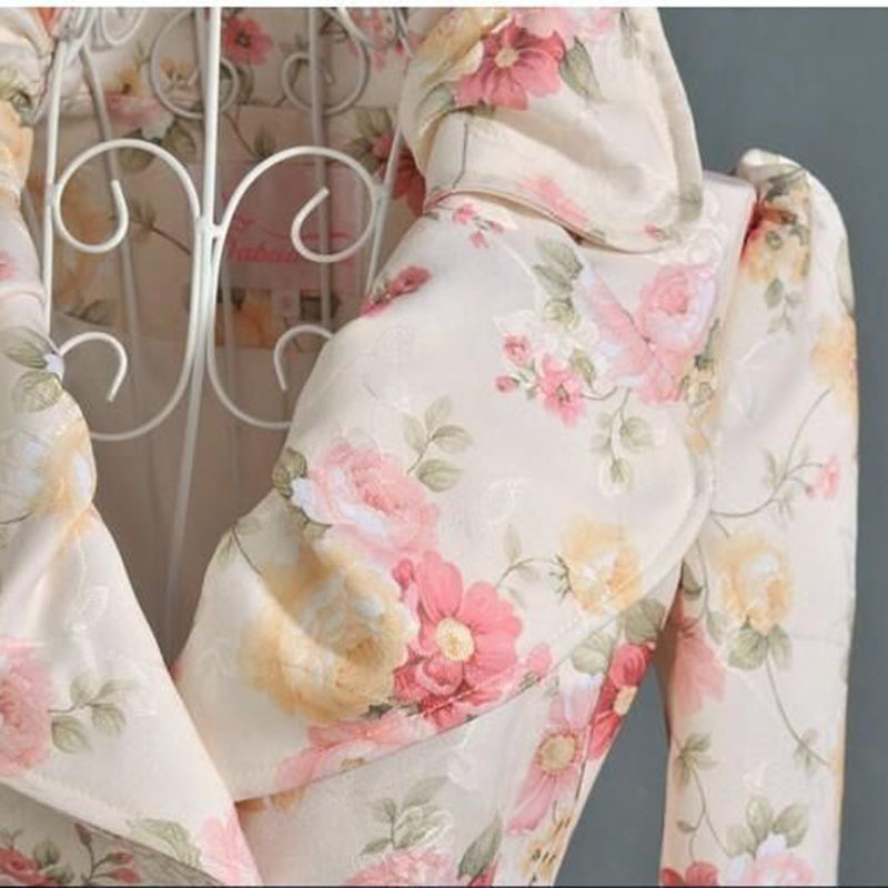 Women Windbreaker Coat Print New Fashion Women's Printing Rose Large Lapel LadiesWindbreaker 201211