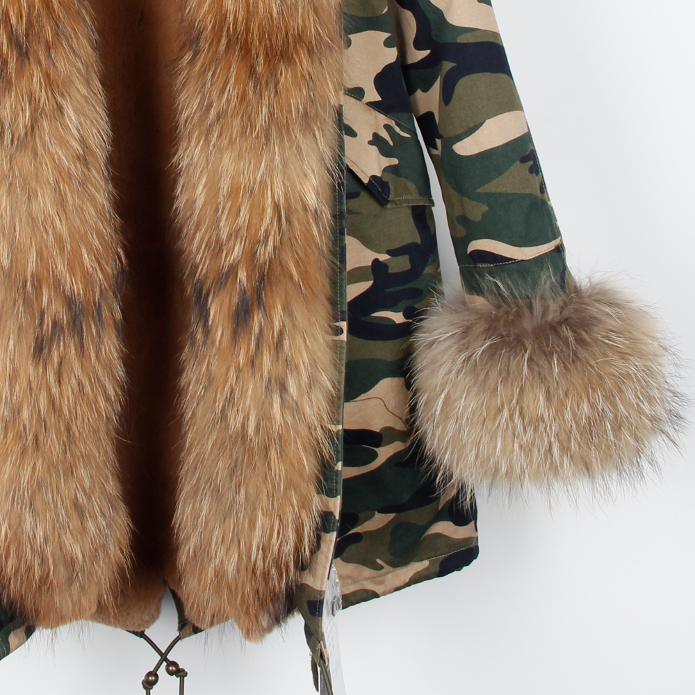 Winter Jacket Women Real Fur Collar Long Parka Waterproof Big Natural Raccoon Fur Collar Outwear Warm Thick Faux Lining ODDFOX 201103