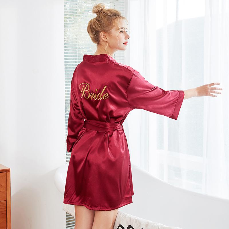 Female White Embroidery Letter of "Bride" Robe Sexy Satin Bathrobe 3/4 Sleeve Kimono Sleepwear Spring Nightdress Home Wear, Black
Female White Embroidery Letter of "Bride" Robe Sexy Satin Bathrobe 3/4 Sleeve Kimono Sleepwear Spring Nightdress Home Wear, Black
