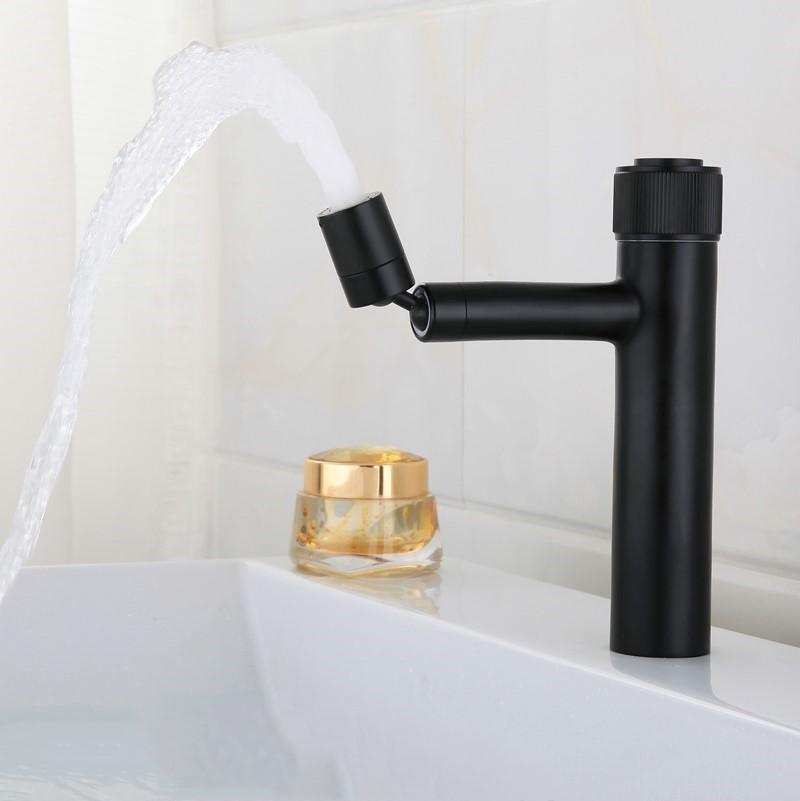 

Matte Black Brass bathroom sink faucet cold hot water mixer basin tap fashion basin faucet with Rotational 2 function Nozzle