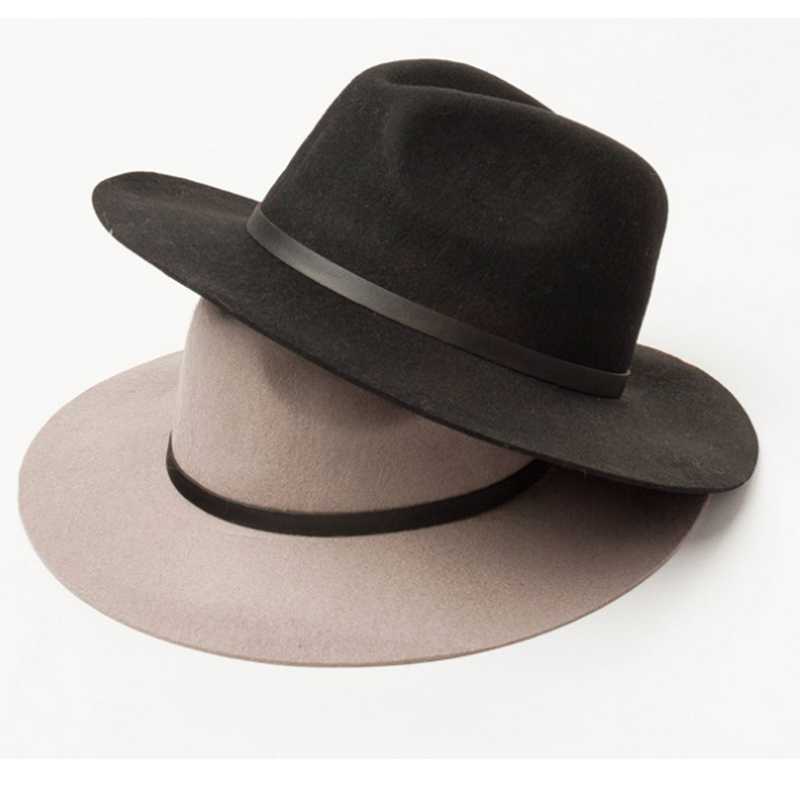 Wide Brim Hats WeMe Wool Jazz Hat Casual Versatile Felt, Khaki