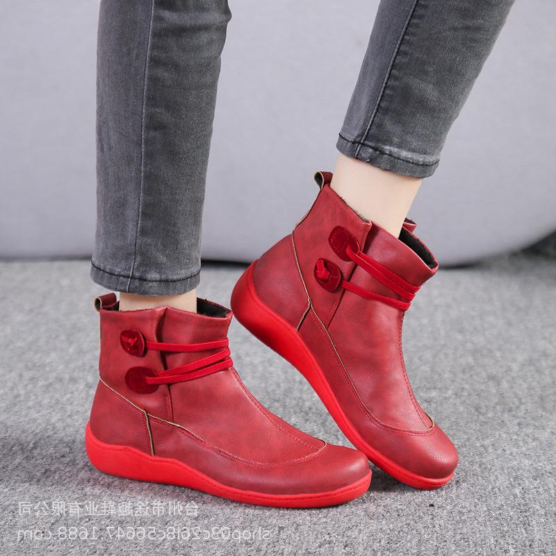 Women's PU Leather Ankle Boots Women Cross Strap Vintage Woman Shoes Short Plush Punk Boots Flat Ladies Retro Botas Mujer, Red
Women's PU Leather Ankle Boots Women Cross Strap Vintage Woman Shoes Short Plush Punk Boots Flat Ladies Retro Botas Mujer, Red