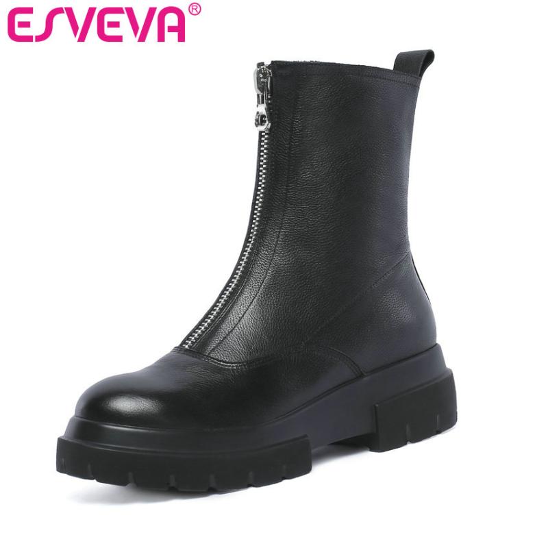 ESVEVA 2020 Women Boots Cow Leather+PU Autumn Shoes Zip Ankle Boots Round Toe Square Med Heels Woman Shoes Size 34-42, Black
ESVEVA 2020 Women Boots Cow Leather+PU Autumn Shoes Zip Ankle Boots Round Toe Square Med Heels Woman Shoes Size 34-42, Black