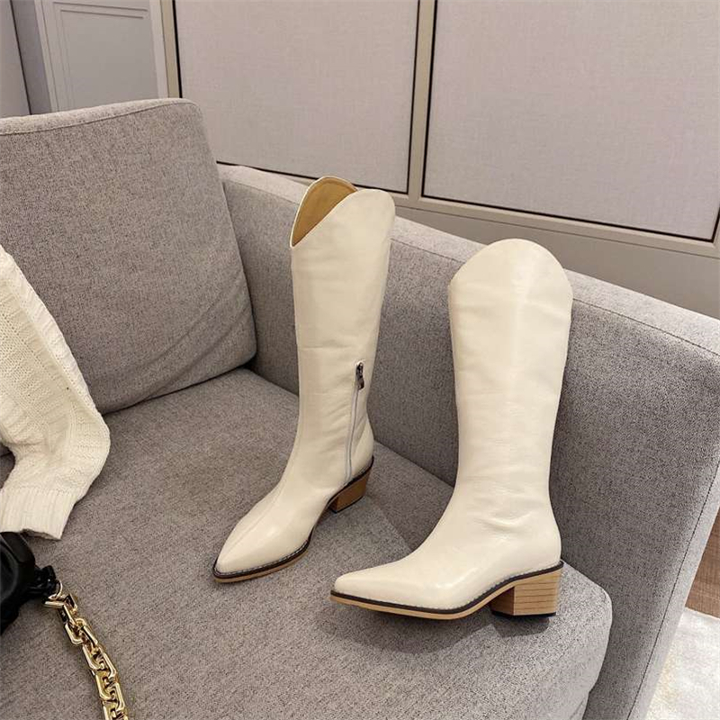 2022 Popular Women Knee High Boots Genuine Leather Pointed Toe Fashion leisure Square Heel White Zipper Winter Autumn Western Cowboy Boot, As shown
2022 Popular Women Knee High Boots Genuine Leather Pointed Toe Fashion leisure Square Heel White Zipper Winter Autumn Western Cowboy Boot, As shown